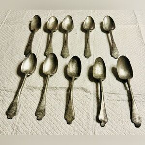 10 Antique pewter spoons, heavy, shown as found in good condition